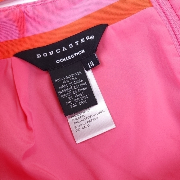 Tanner Doncaster Orange Pink Stripe Collaboration Skirt Suit Set Sz 14 - Picture 12 of 16